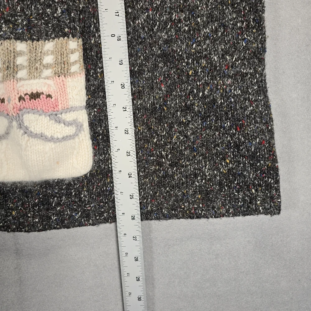 Northern Isles Sweater Women XL Gray Bulk Tweed Wool Blend Patch - Picture 7 of 13